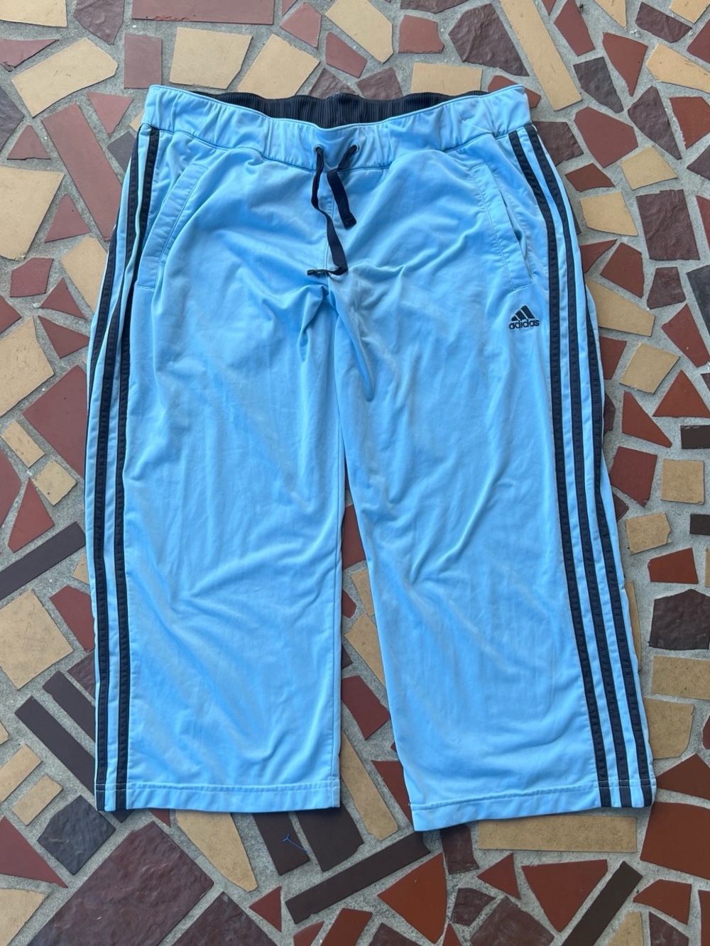 Adidas Light Blue Three-Stripe Track Pants